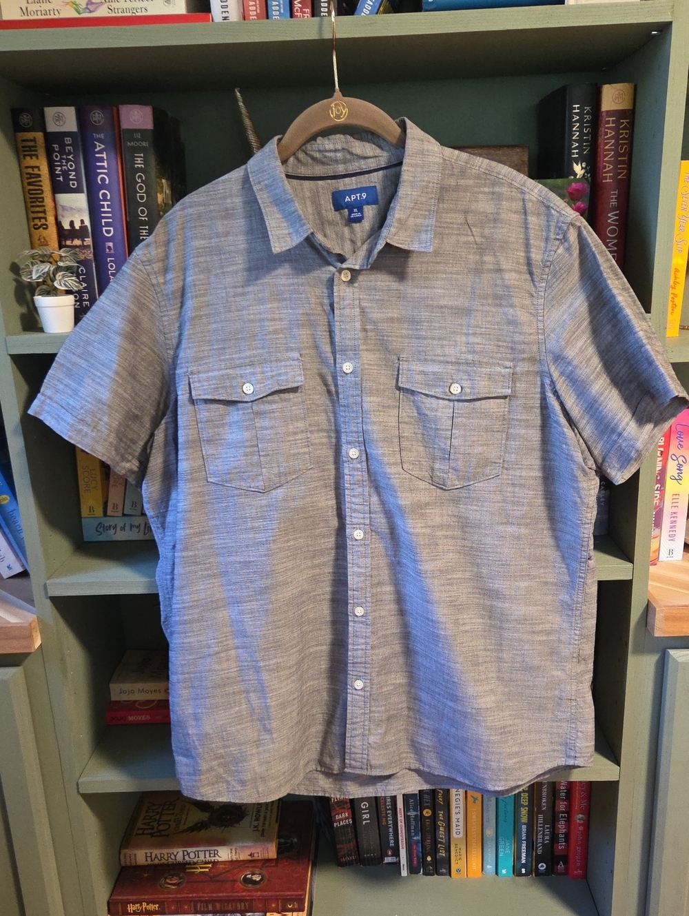 Apt. 9 Short-Sleeve Chambray Button-Down Shirt - Gray
